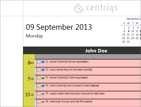 Day Schedule Report